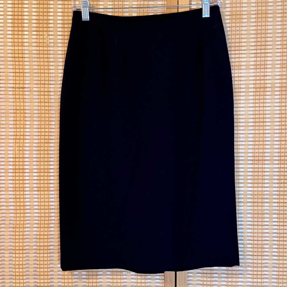 Kasper & Company ASL Navy Blue 100% Wool Pencil Skirt Women Size 4 Lined Career
